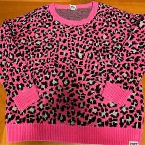 PINK Victoria’s Secret Hot Pink Leopard Sweater
